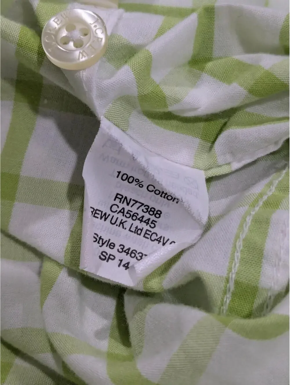 J. Crew Men's Long Sleeve Button Down Shirt, Lime Green White, Size XL, Cotton